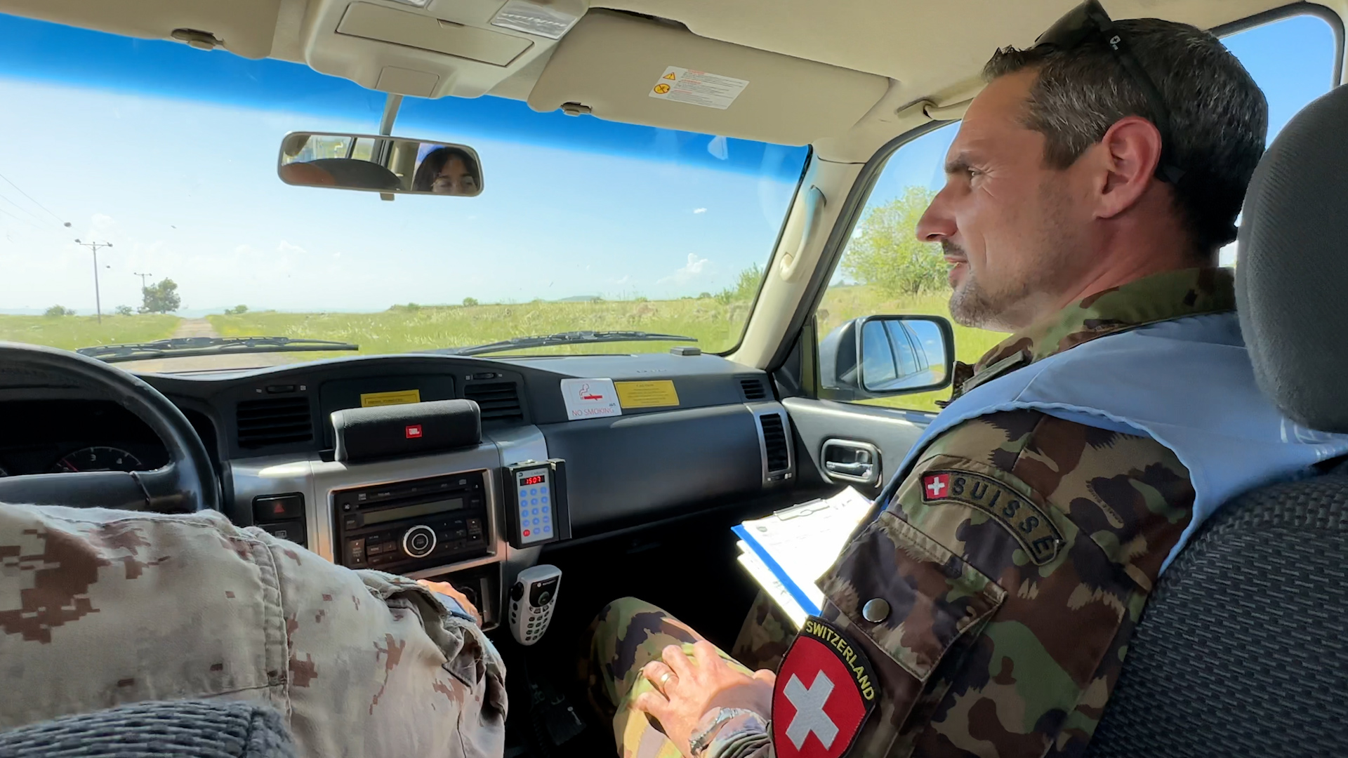 Swiss military observer Livio Räber on a weapons check patrol