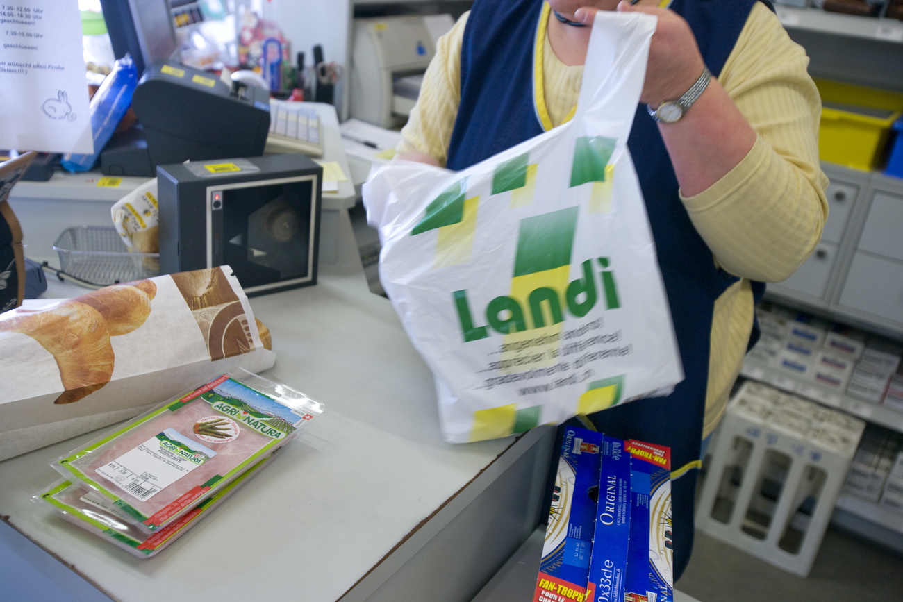 Plastic bag at retail checkout