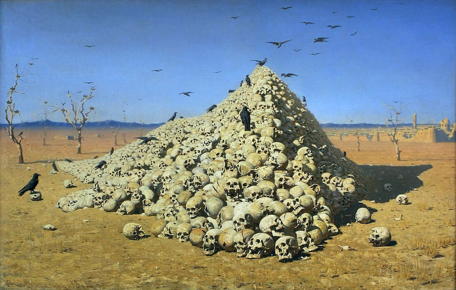 Das Gemälde  Die Apotheose des Kriegs des russischen Kriegsmalers Wassili Wassiljewitsch Wereschtschagin von 1871/72