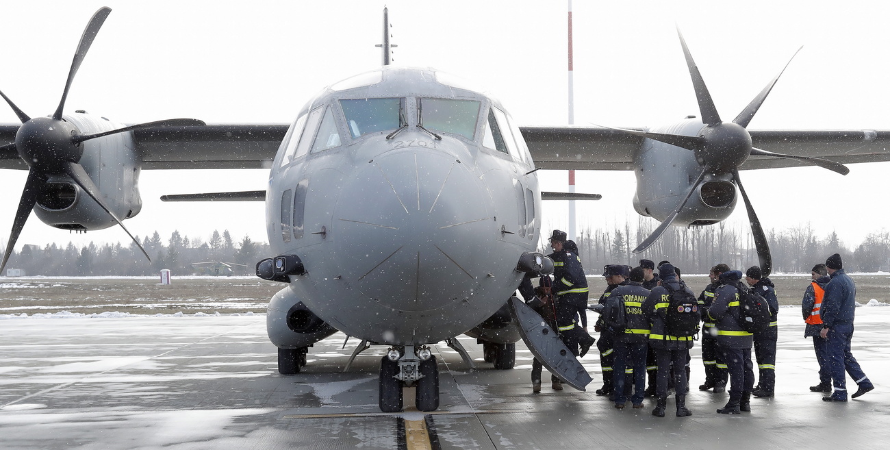 A Romanian disaster relief team flies to the earthquake zone in Turkey in February 2023.