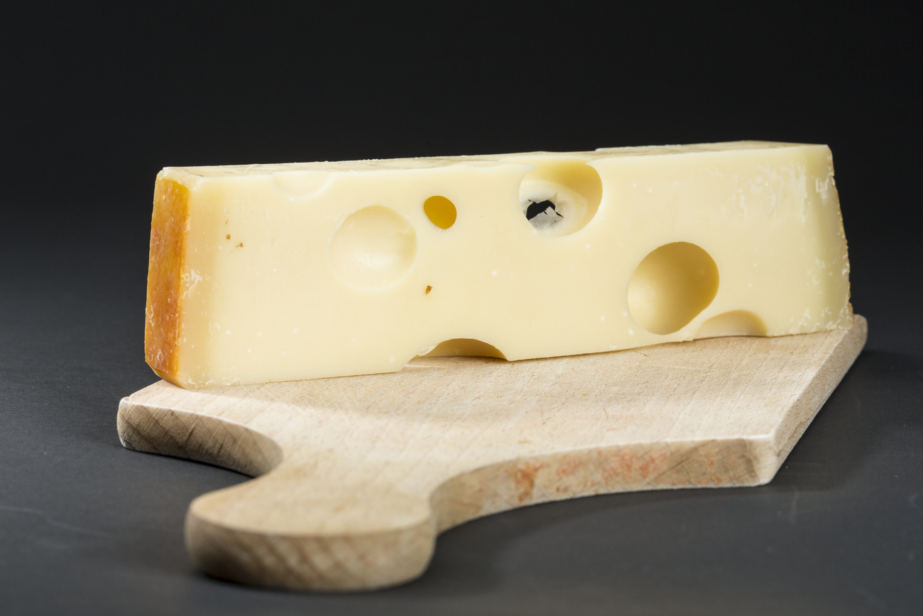 Emmental cheese on a board