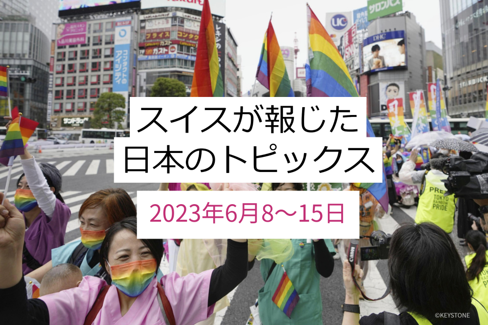 虹色の旗を掲げてデモをする日本人