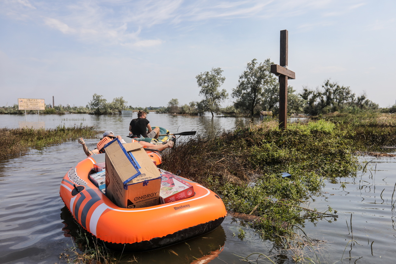 Dinghy in flood