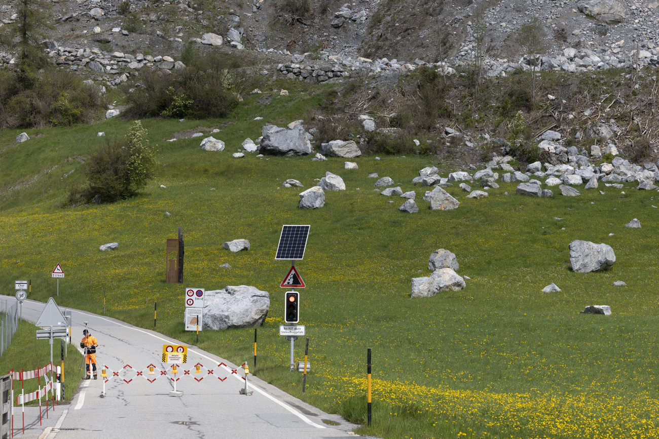 road block cliff slide