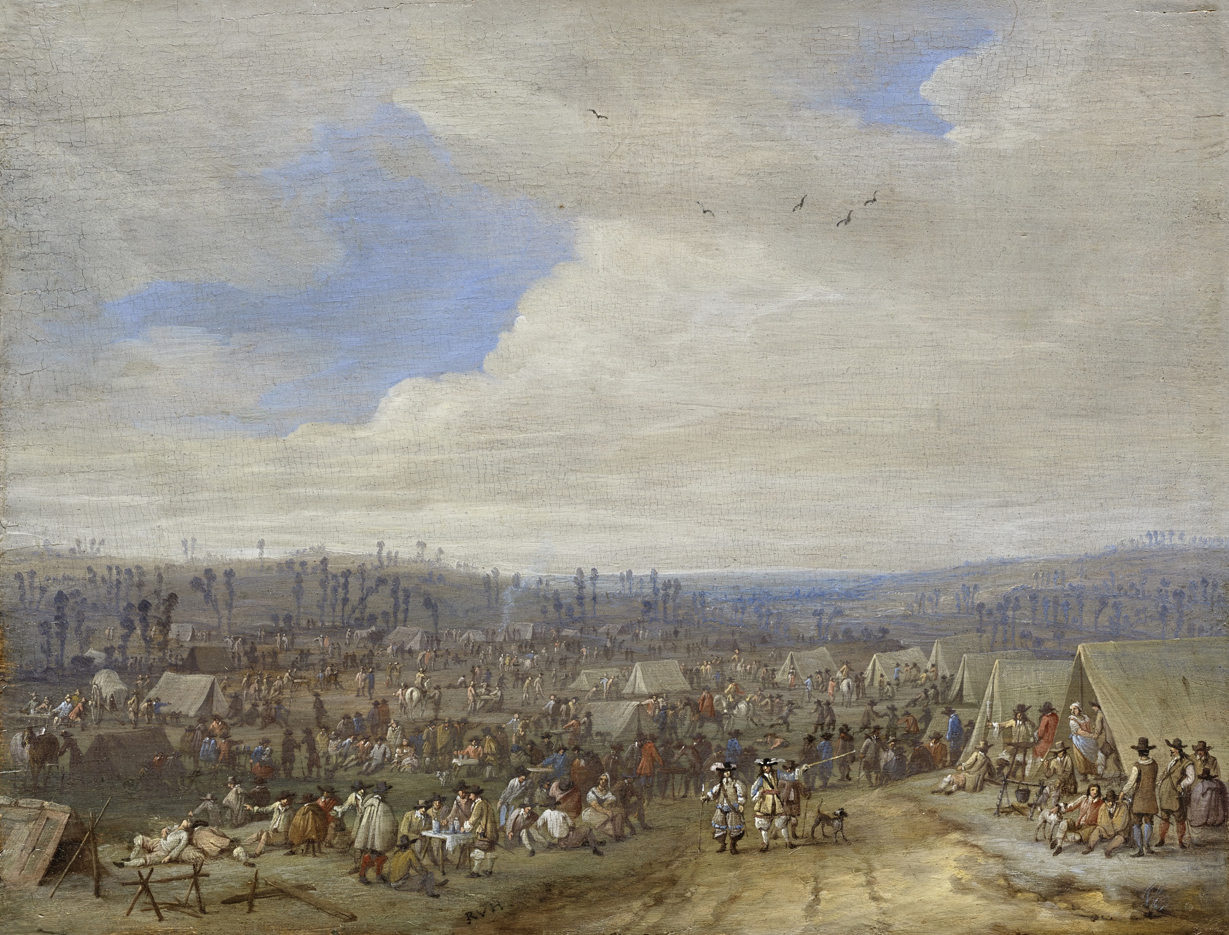 Soldiers in their encampment by Robert van den Hoecke