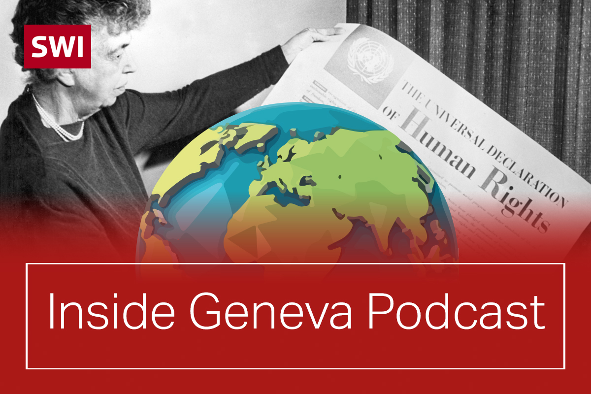 Picture of the Inside Geneva podcast logo and a black and white photo of Eleanor Roosevelt in the background