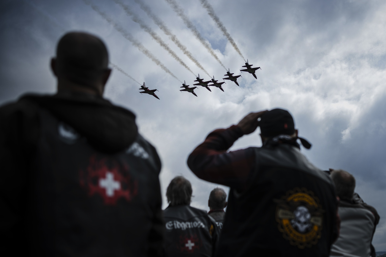 Patrouille Suisse flying over a crowd