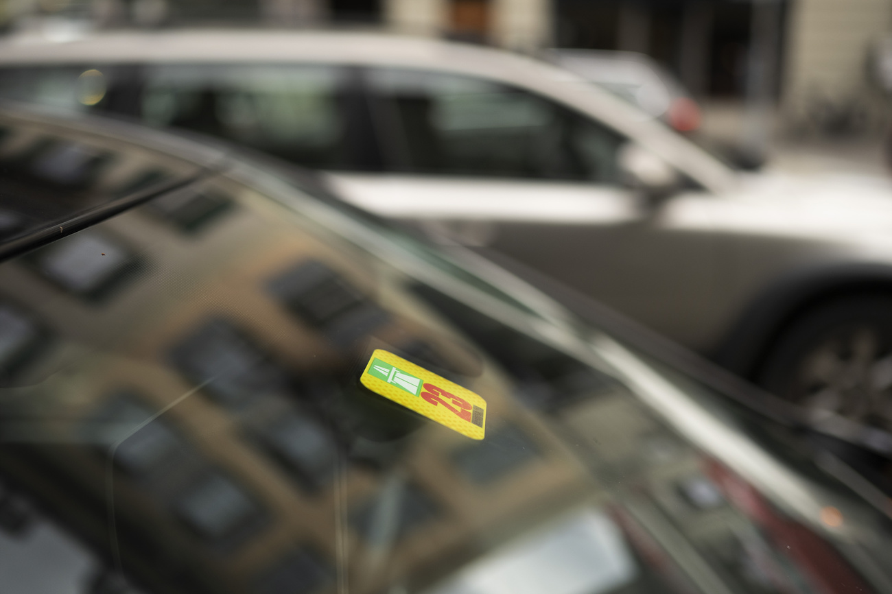 Picture of motorway sticker on car s windscreen