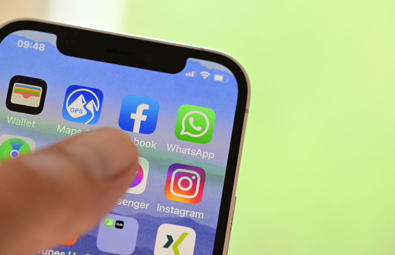 mobile phone with FB icon and others
