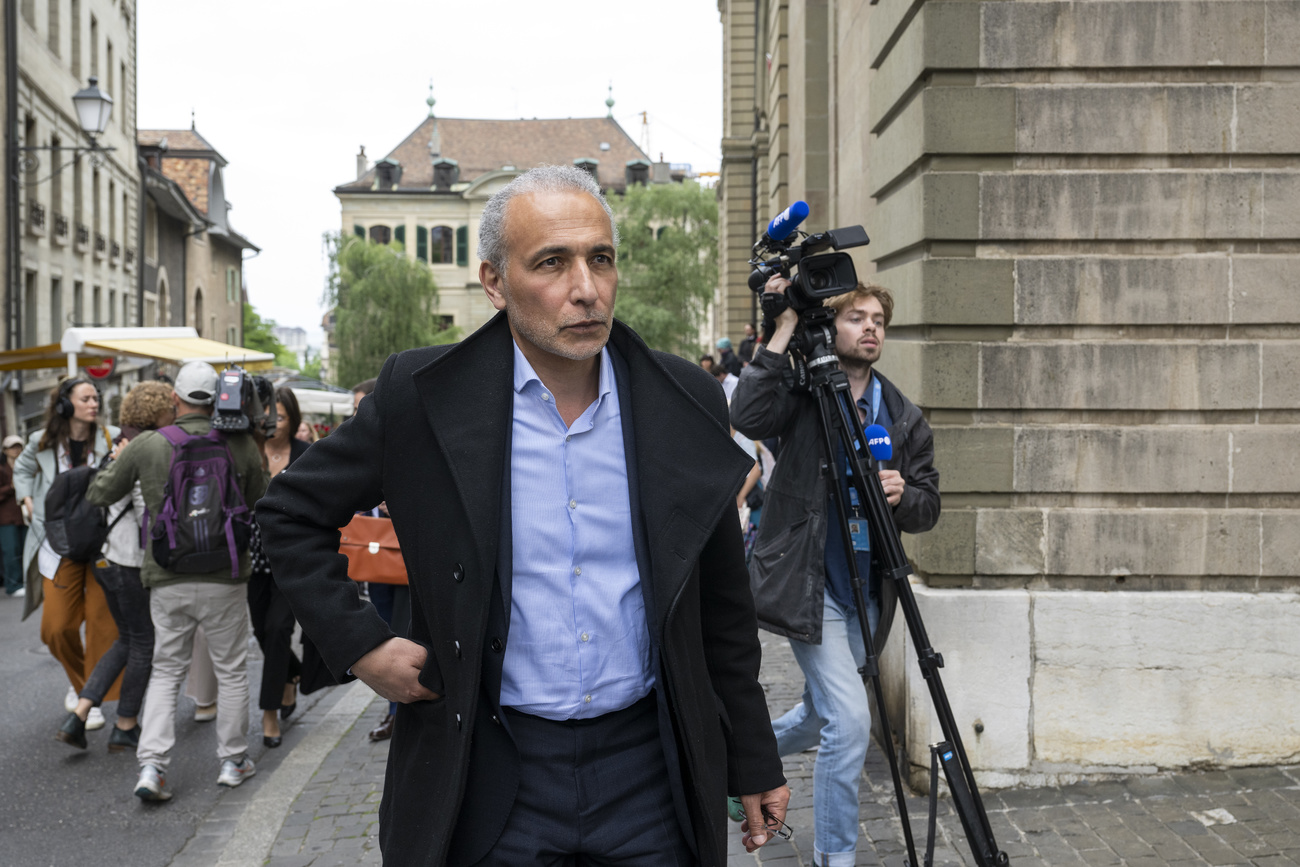 Tariq Ramadan arriving at court in Geneva in May 2023