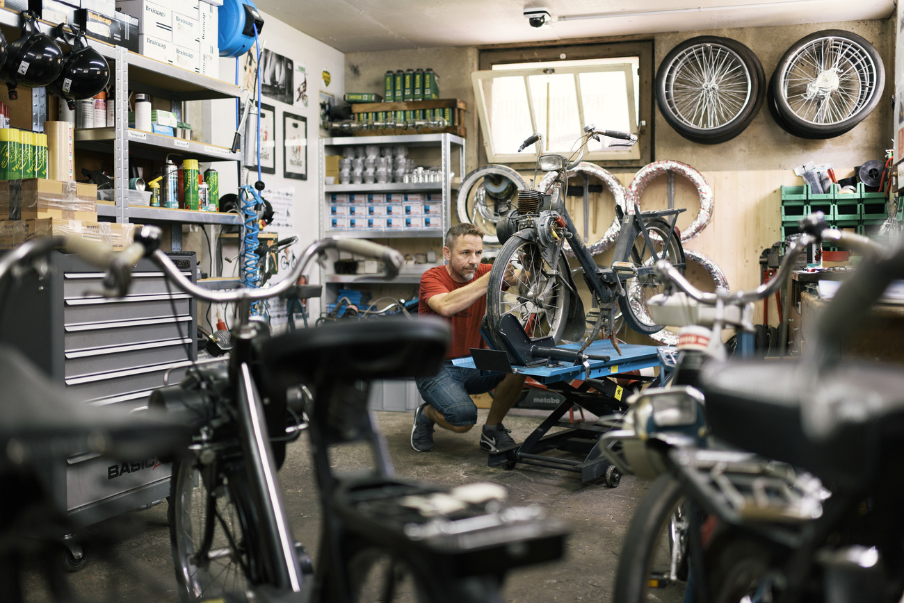 A moped workshop in Switzerland