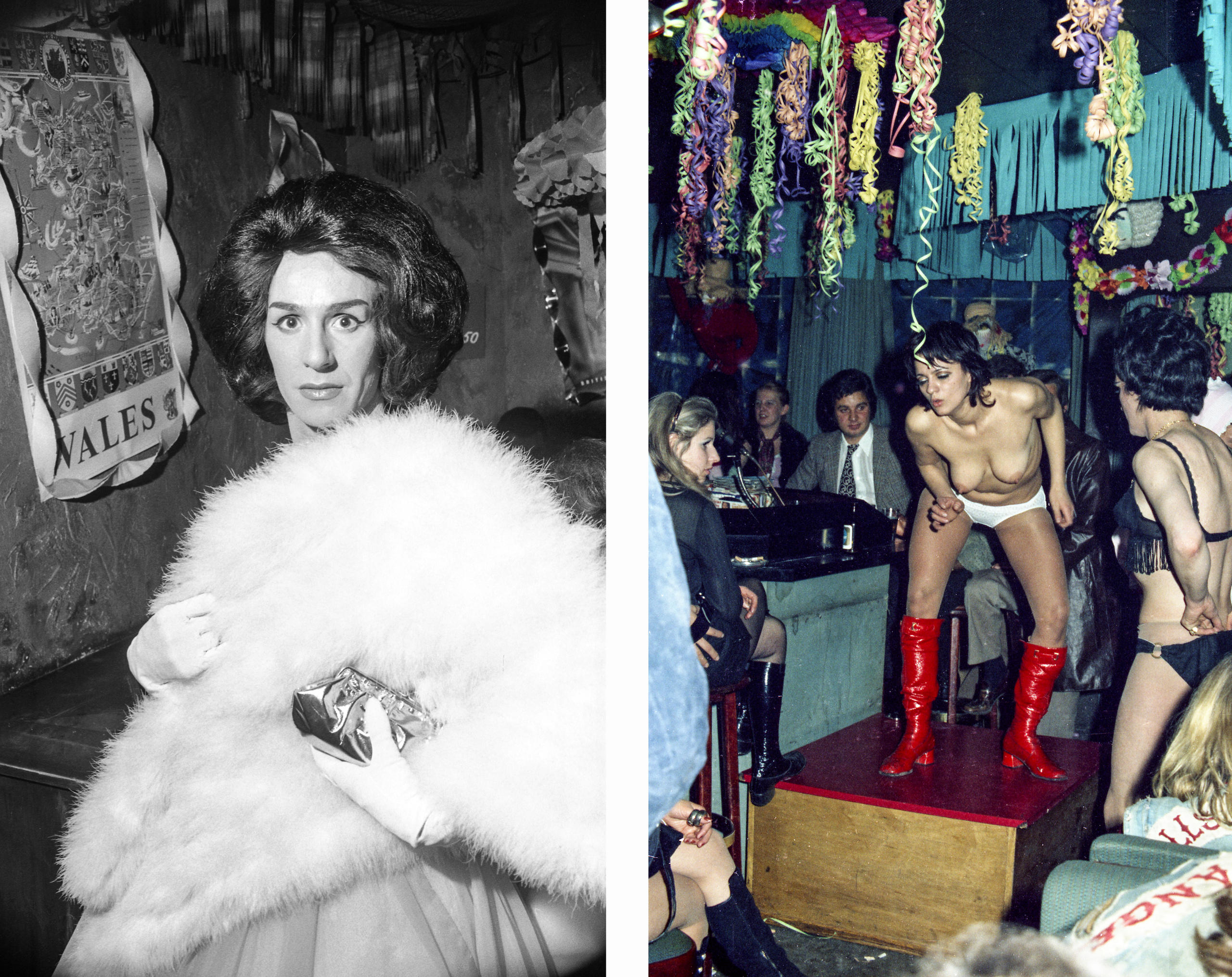 バーフューサー・バー、チューリヒ、1963年撮影(左)、1971年撮影のカラー写真(右)