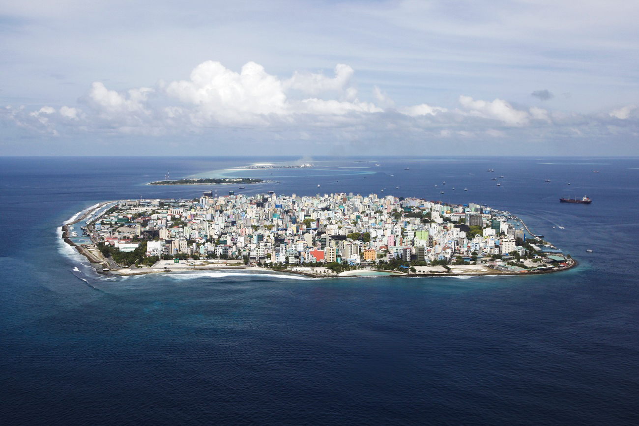 Eine Luftaufnahme von Male, die Hauptstadt der Malediven.