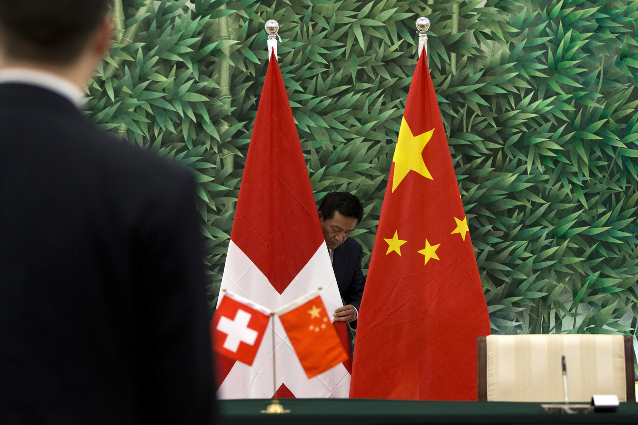Banderas de Suiza y China