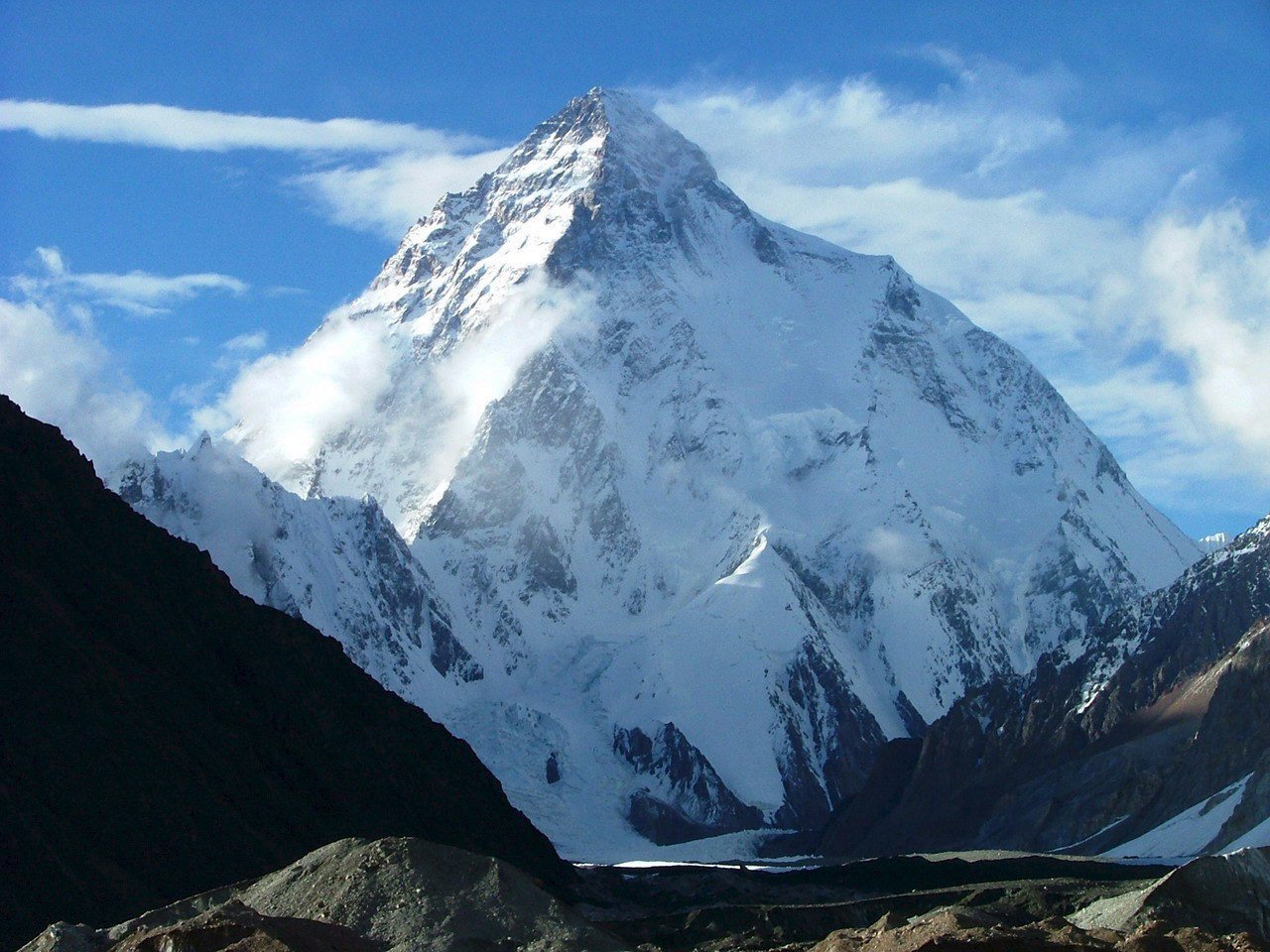 the k2 mountain, a big mountain covered in snow