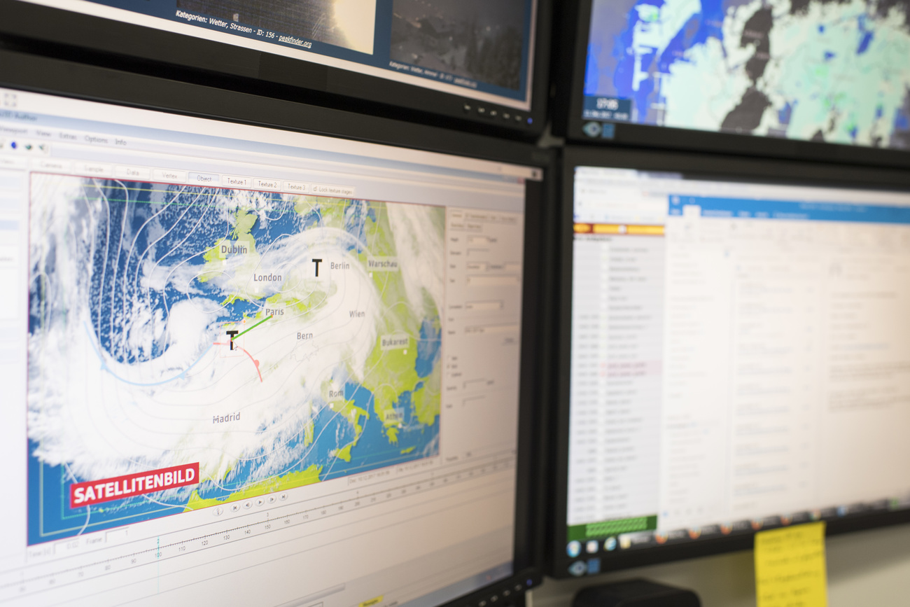computer screen showing weather patterns