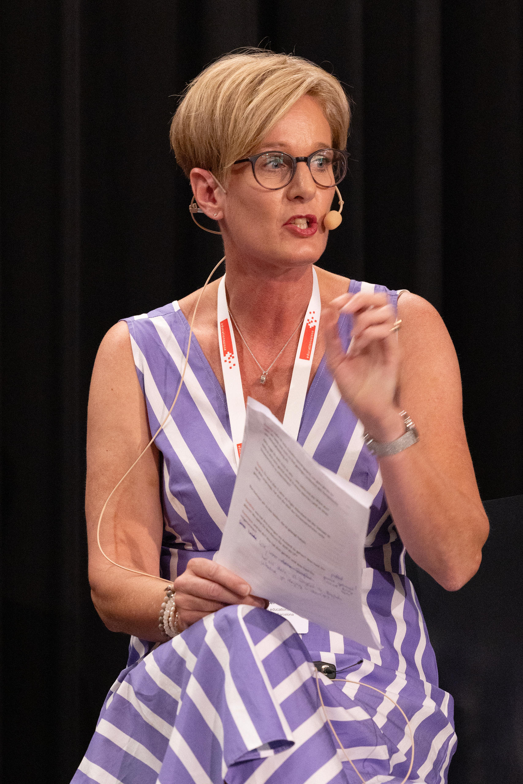 Barbara Sulzer-Smith durante la conferencia de escuelas suizas en el extranjero en julio.
