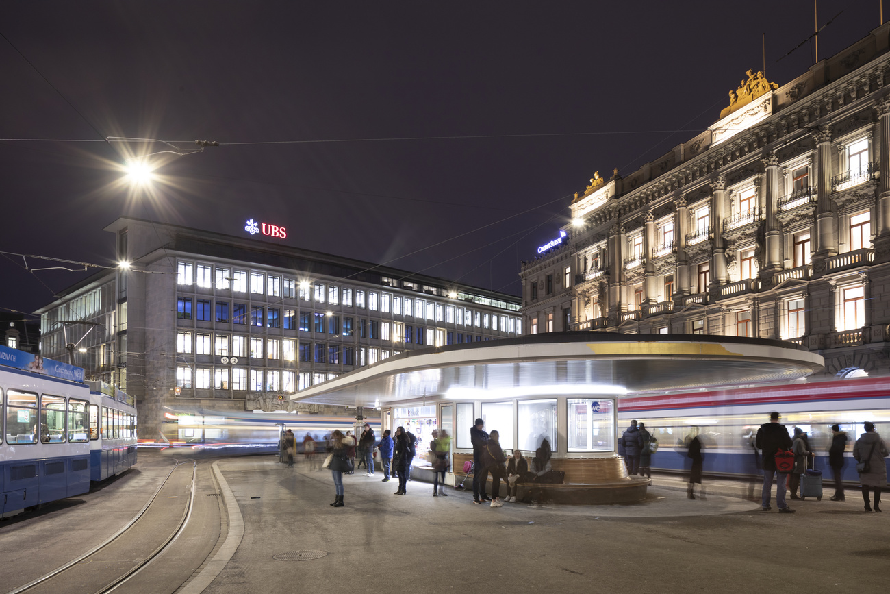 UBS and Credit Suisse banks at Paradeplatz in Zurich.