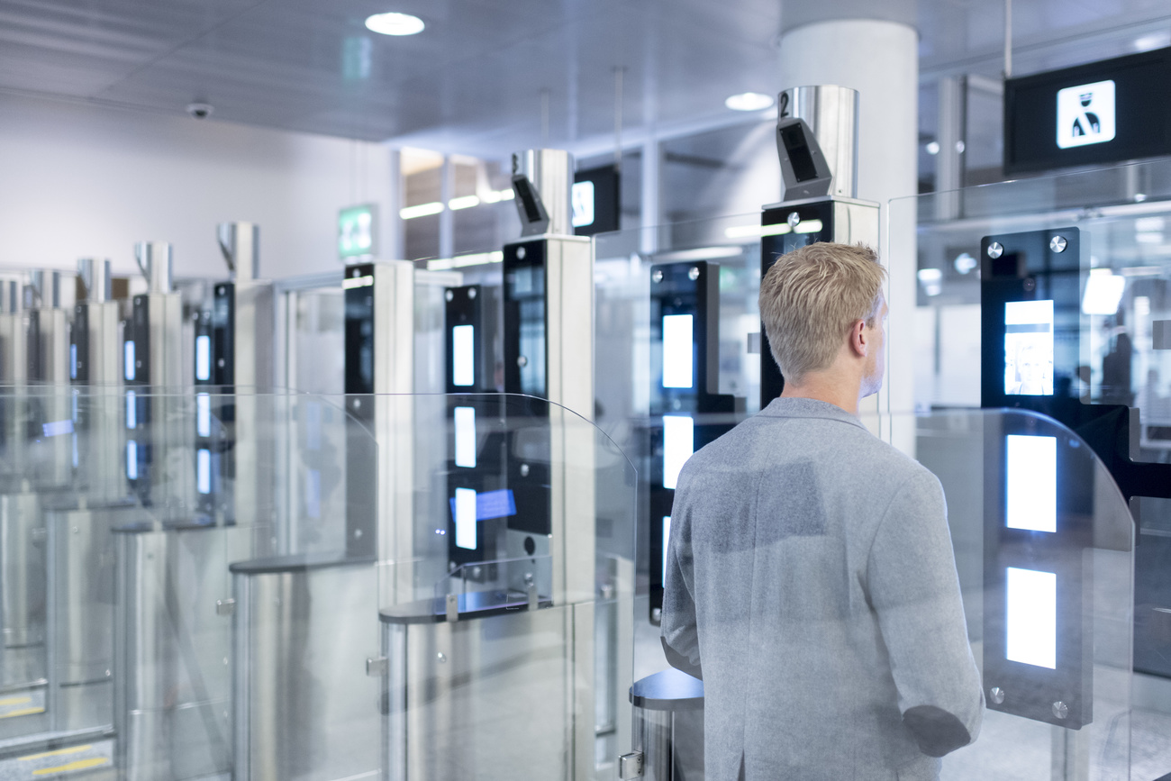 immigration control at Swiss airport