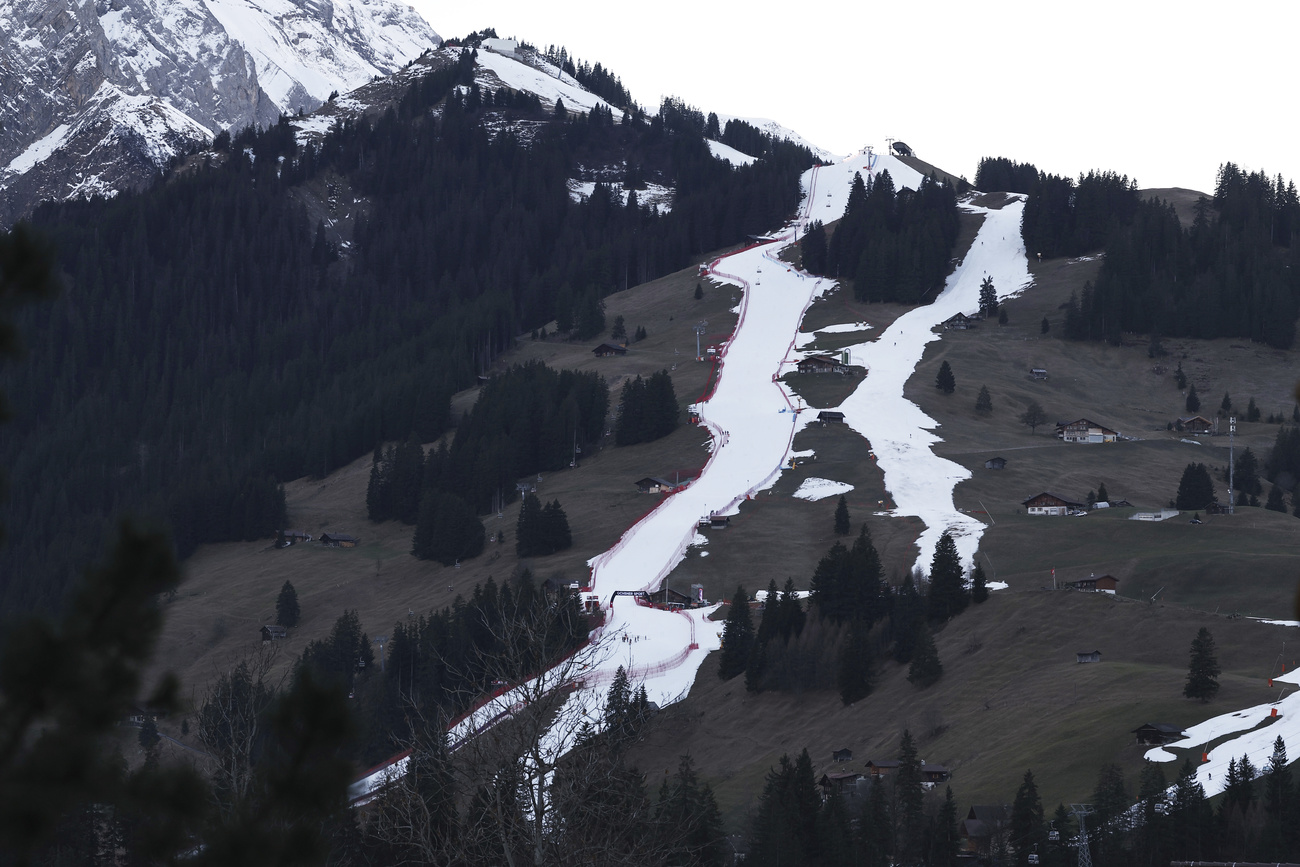 ski slope with little to no snow