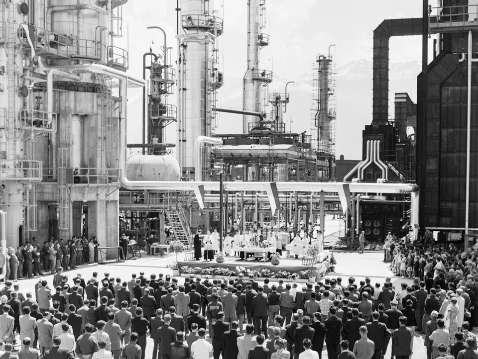 The inauguration and church blessing of the Collombey refinery, 1963
