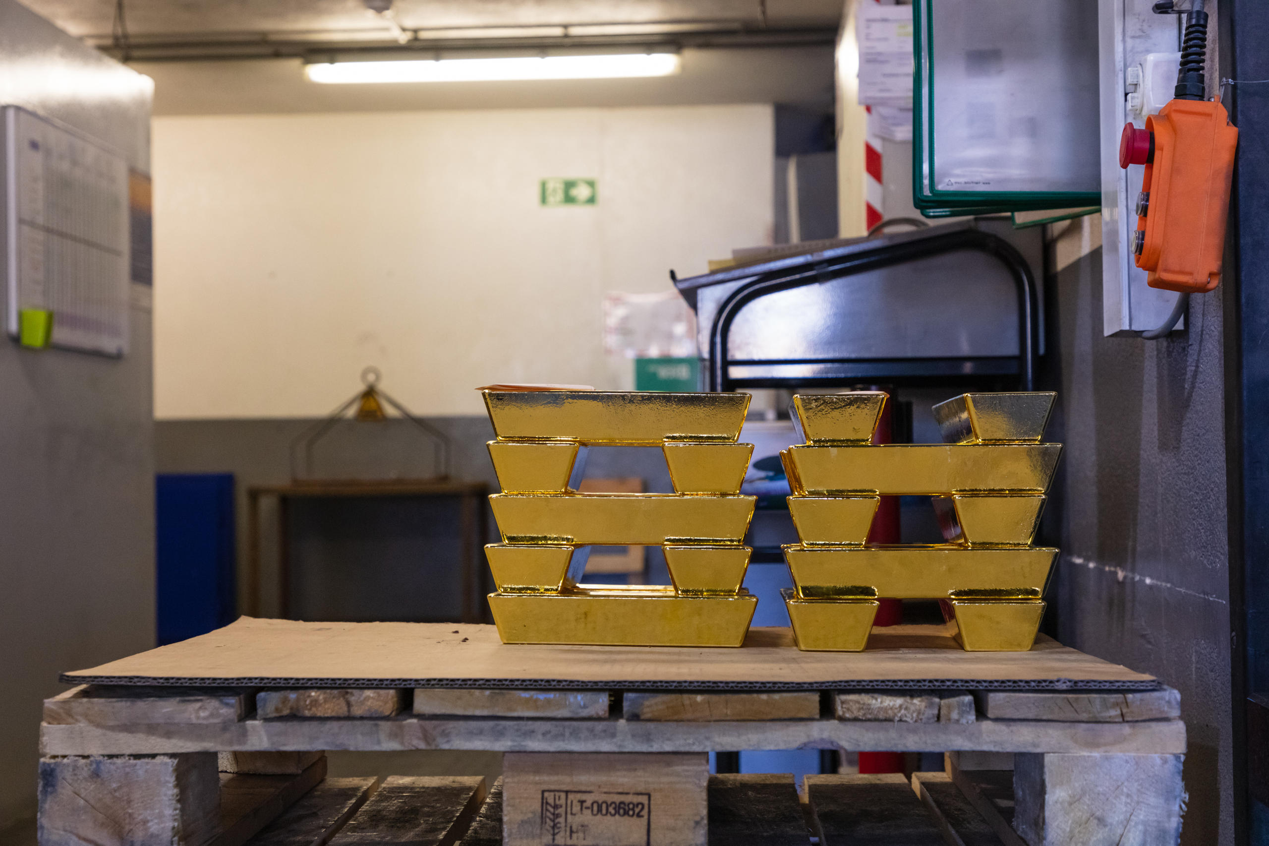 Gold bars in production hall