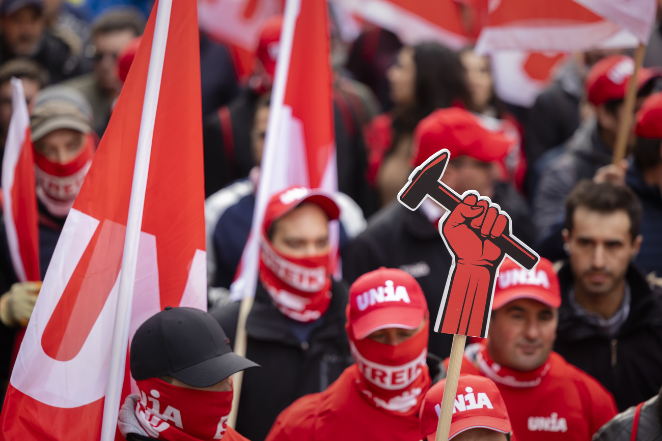 Manifestazione del sindacato Unia.