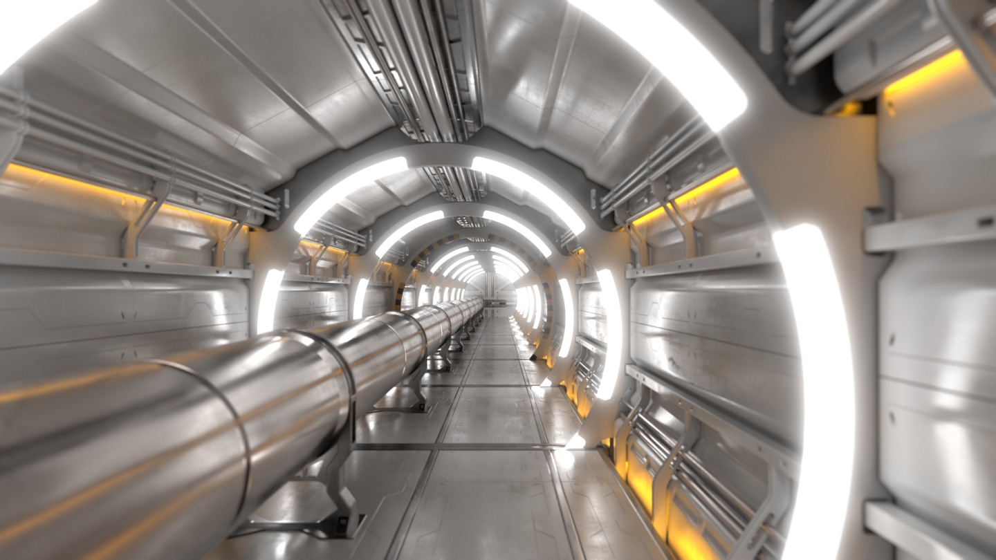 El interior del colisionador de partículas FCC del CERN.