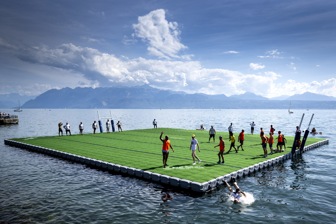 Playing rugby on Lake Geneva