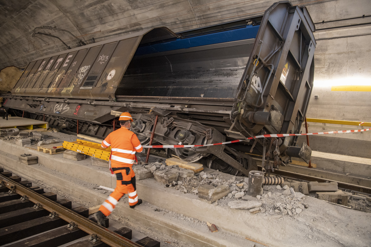 Gotthard Base Tunnel train derailment.