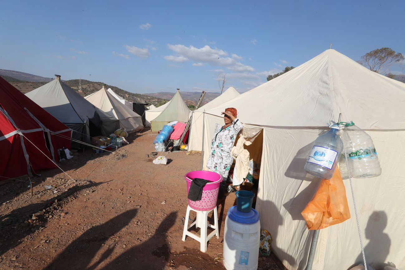 Tent shelters in Morocco housing earthquake victims