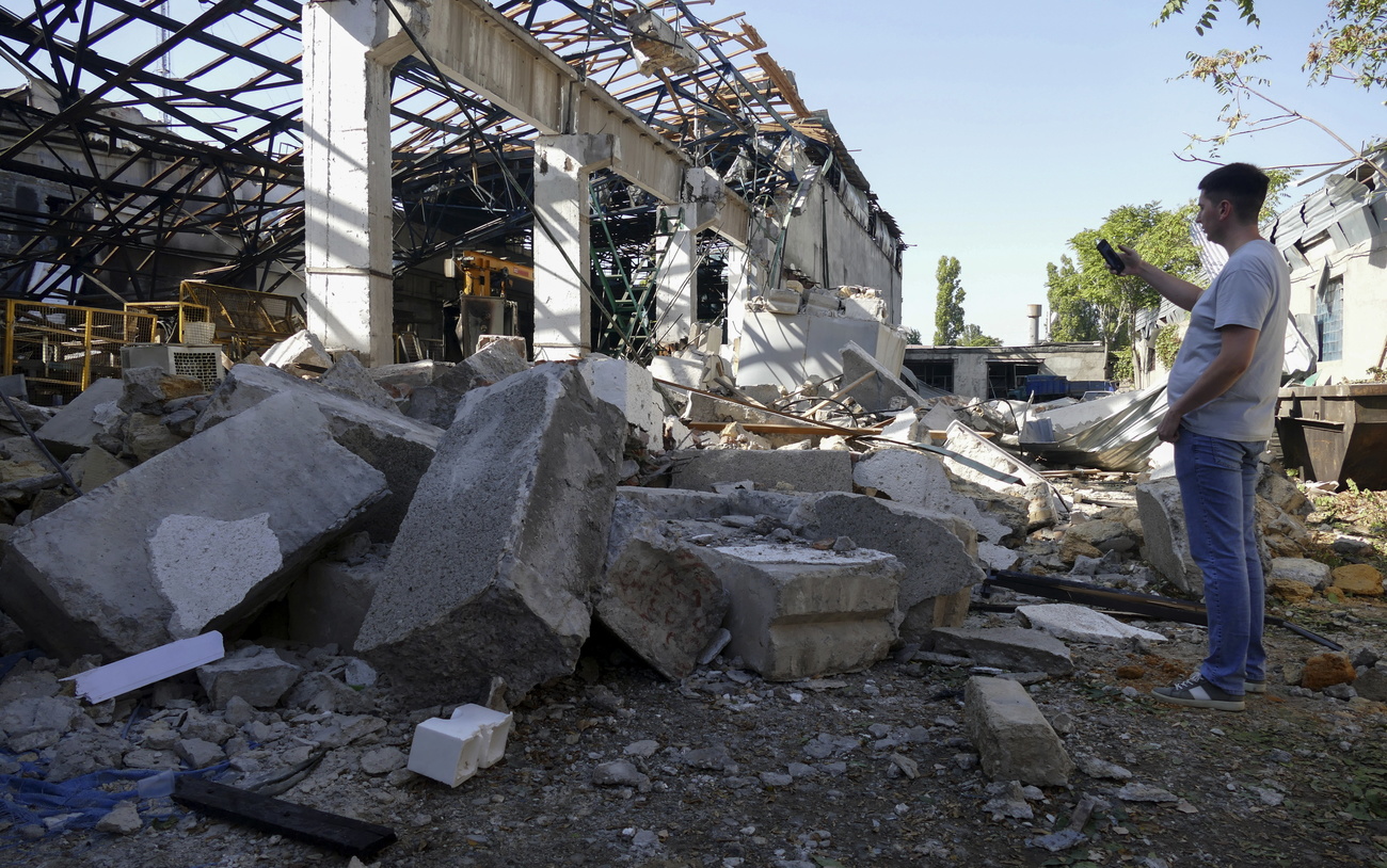 Shelled building in Ukraine