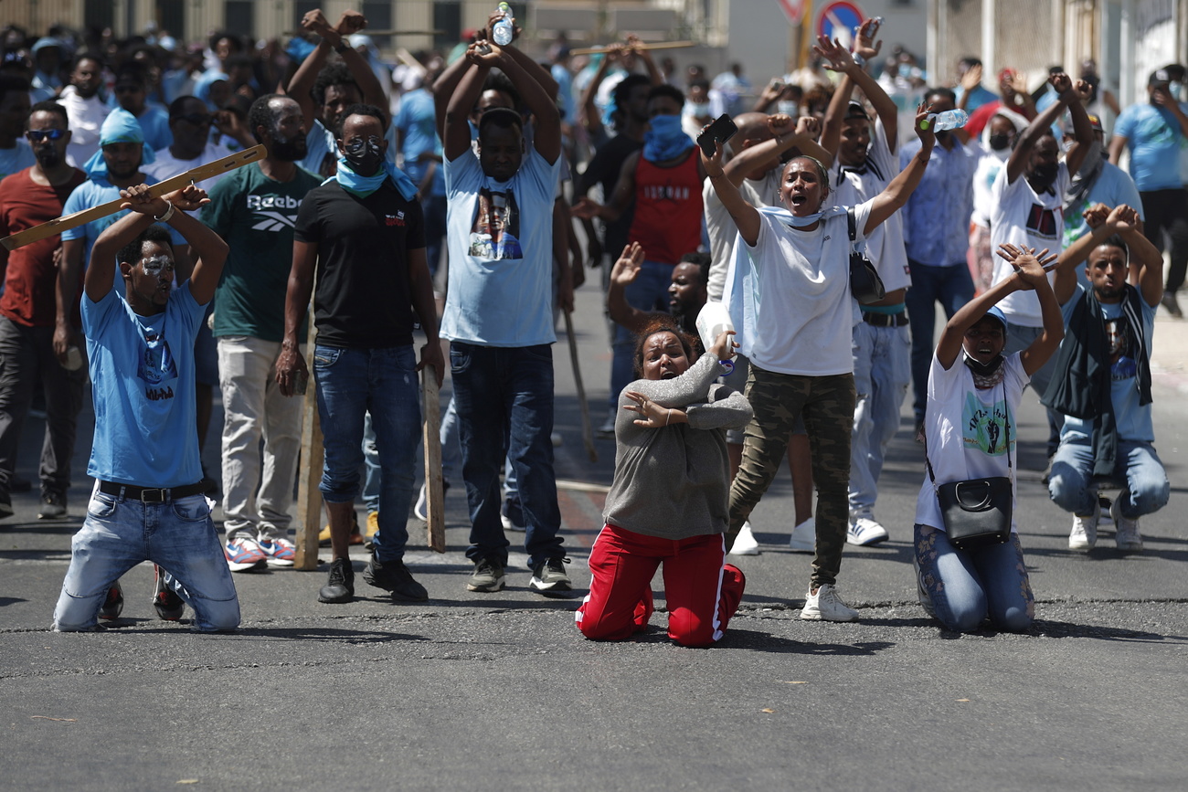 Eritreans protesting in Tel Aviv, Israel on September 2, 2023