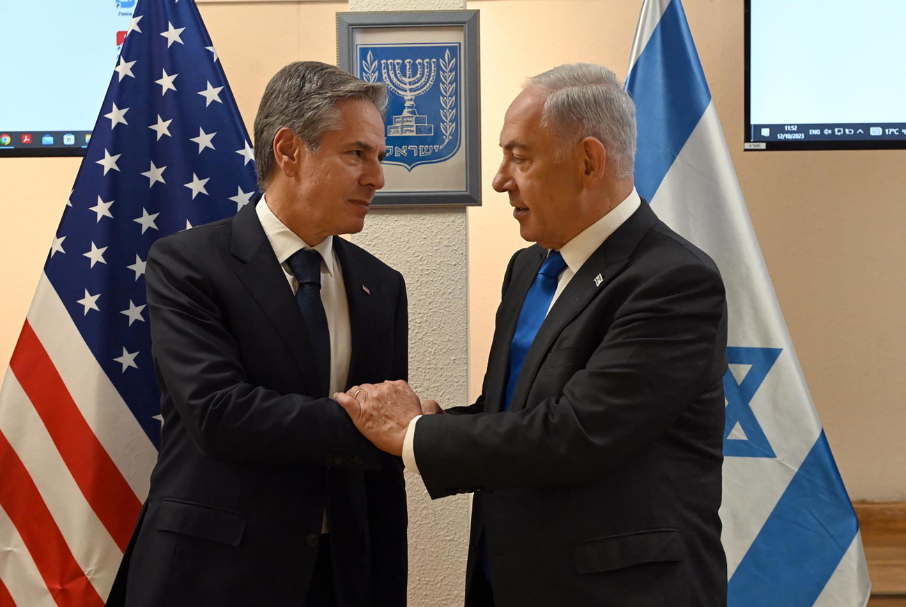 Il segretario di Stato Usa Antony Blinken con il primo ministro israelianoBenjamin Netanyahu.