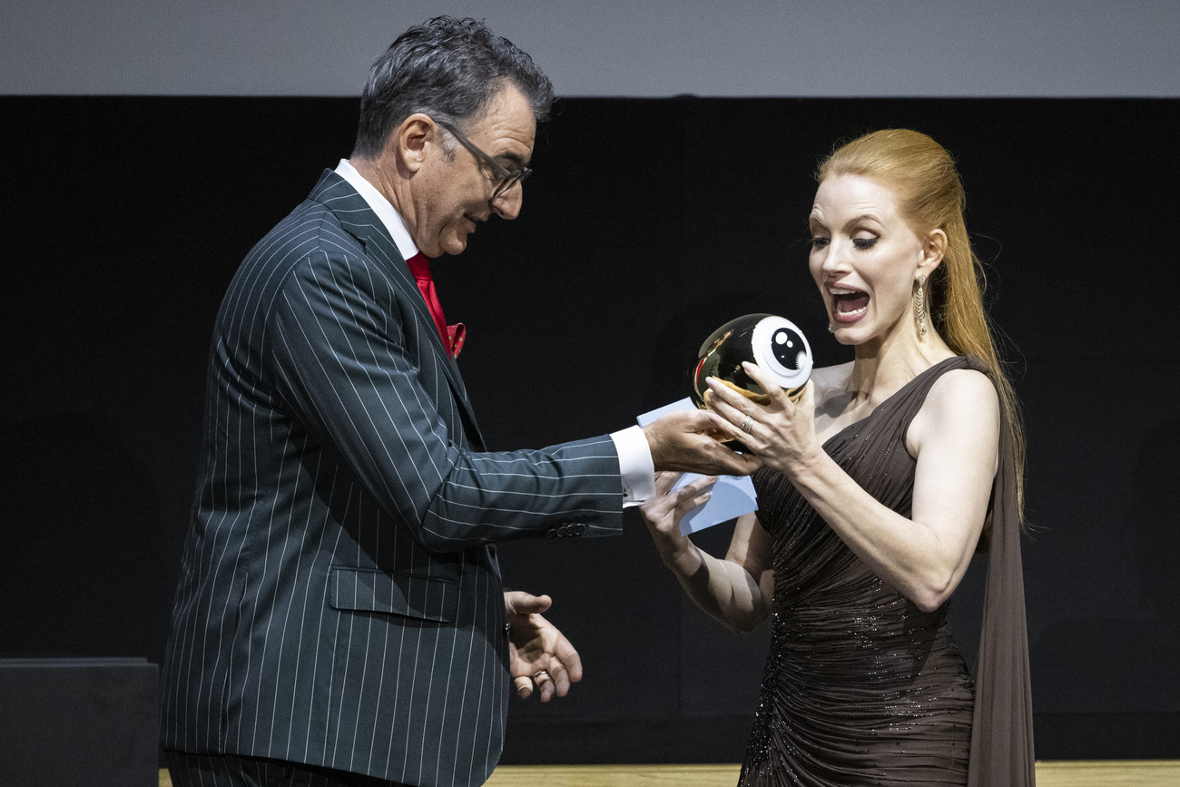 American actress Jessica Chastain receives the Golden Icon Award from Artistic Director Christian Jungen