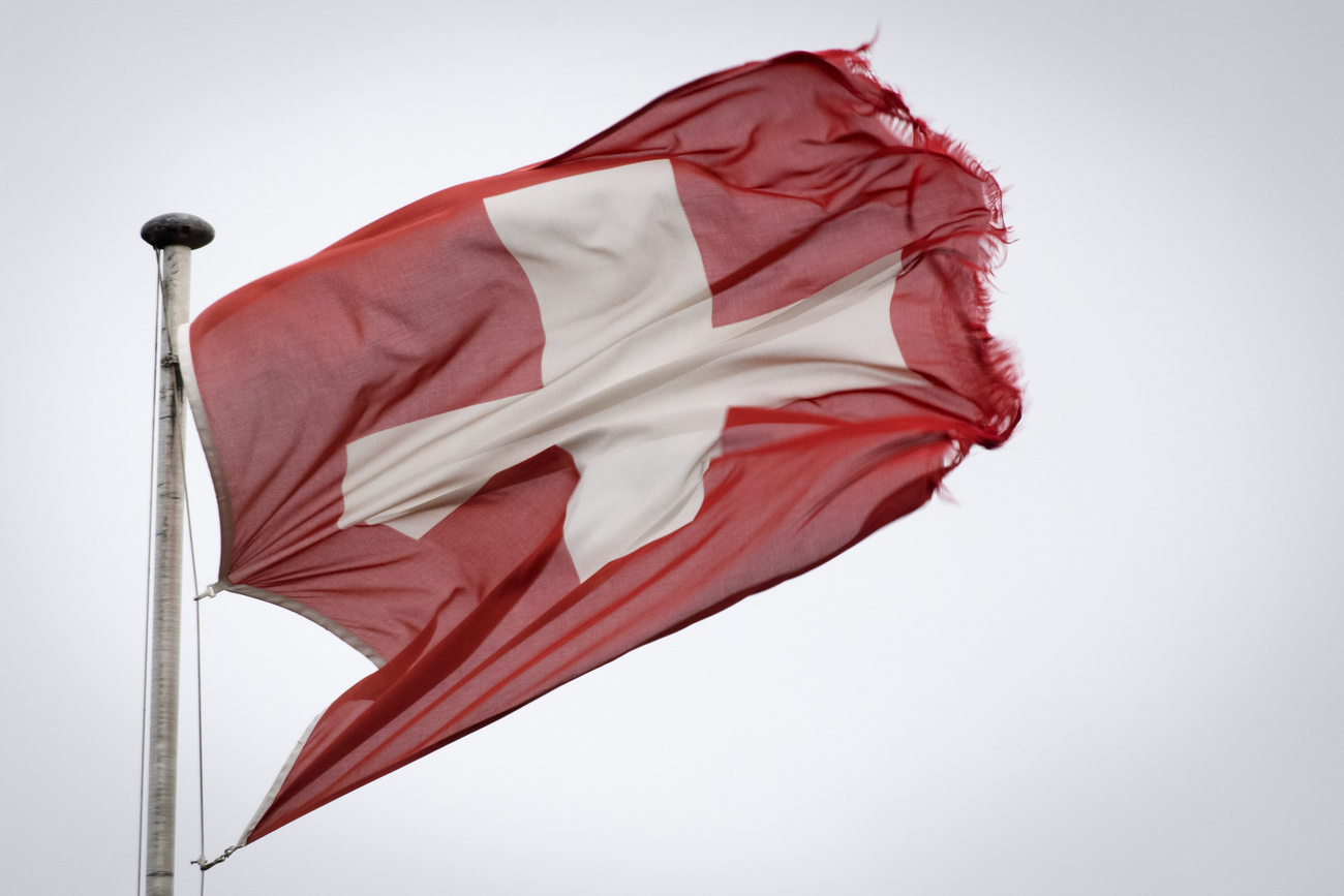 Tattered Swiss flag
