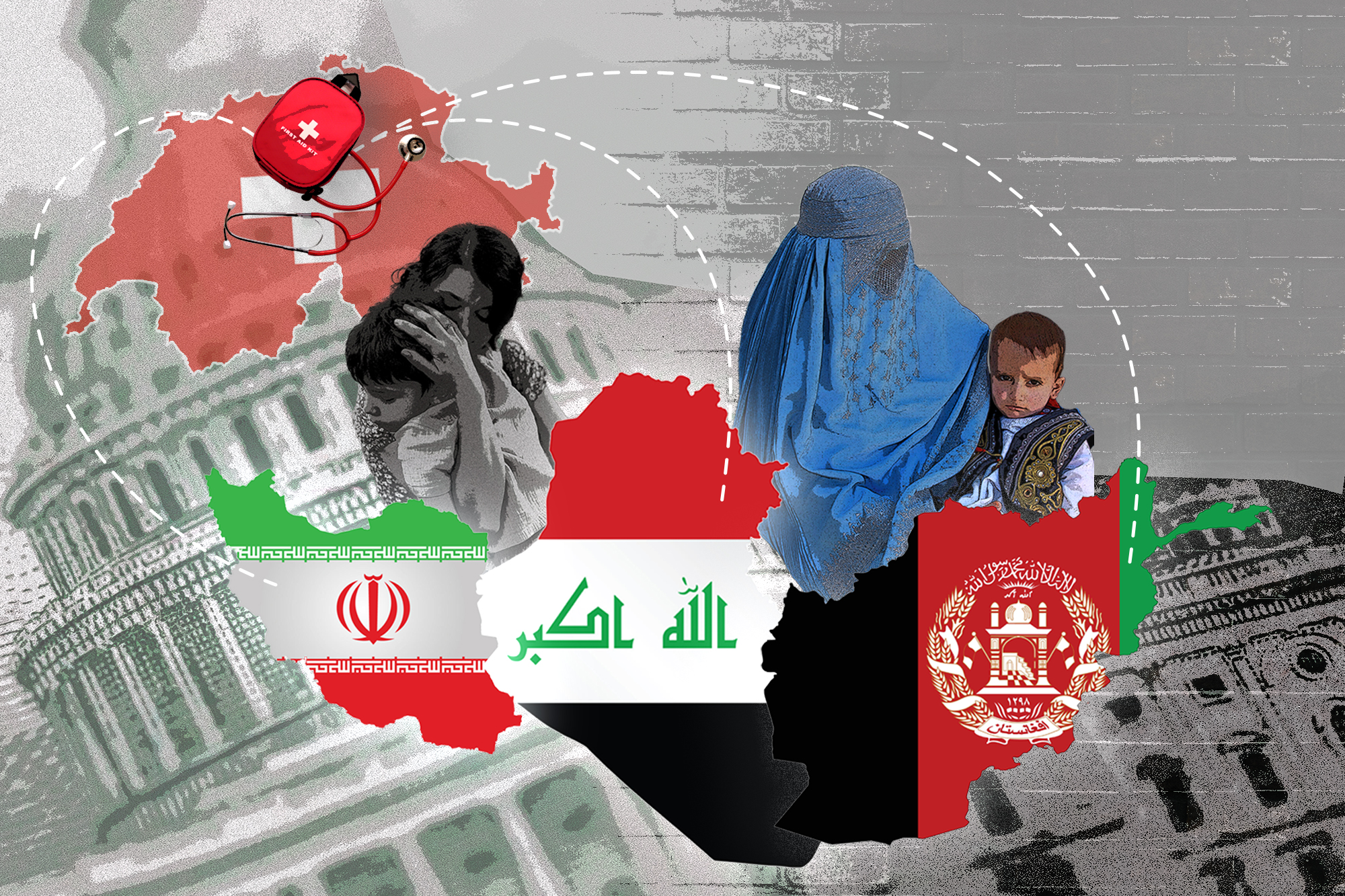 Montage montrant l aide suisse vers l Afghanistan