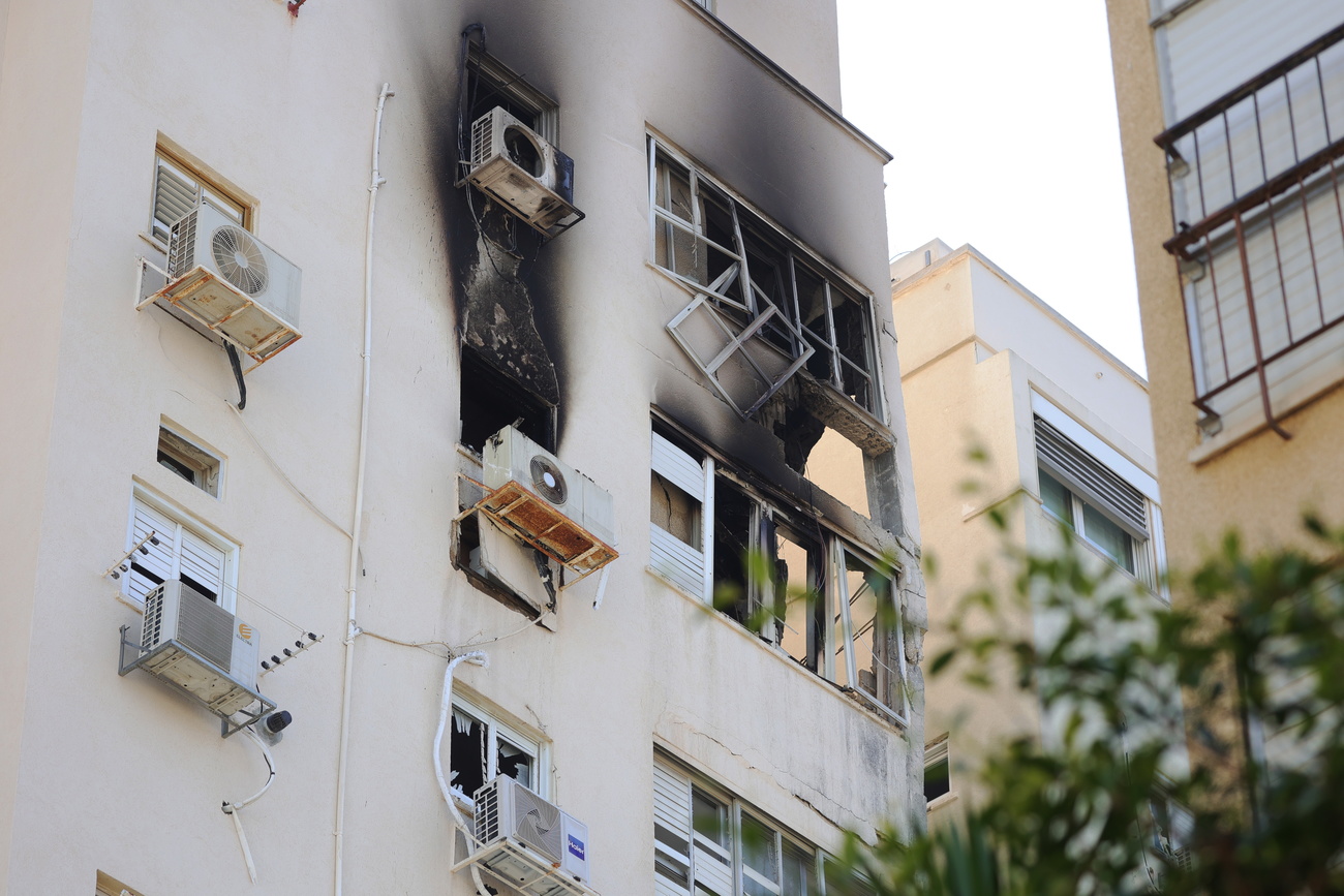 Tel Aviv apartment window destroyed by rocket