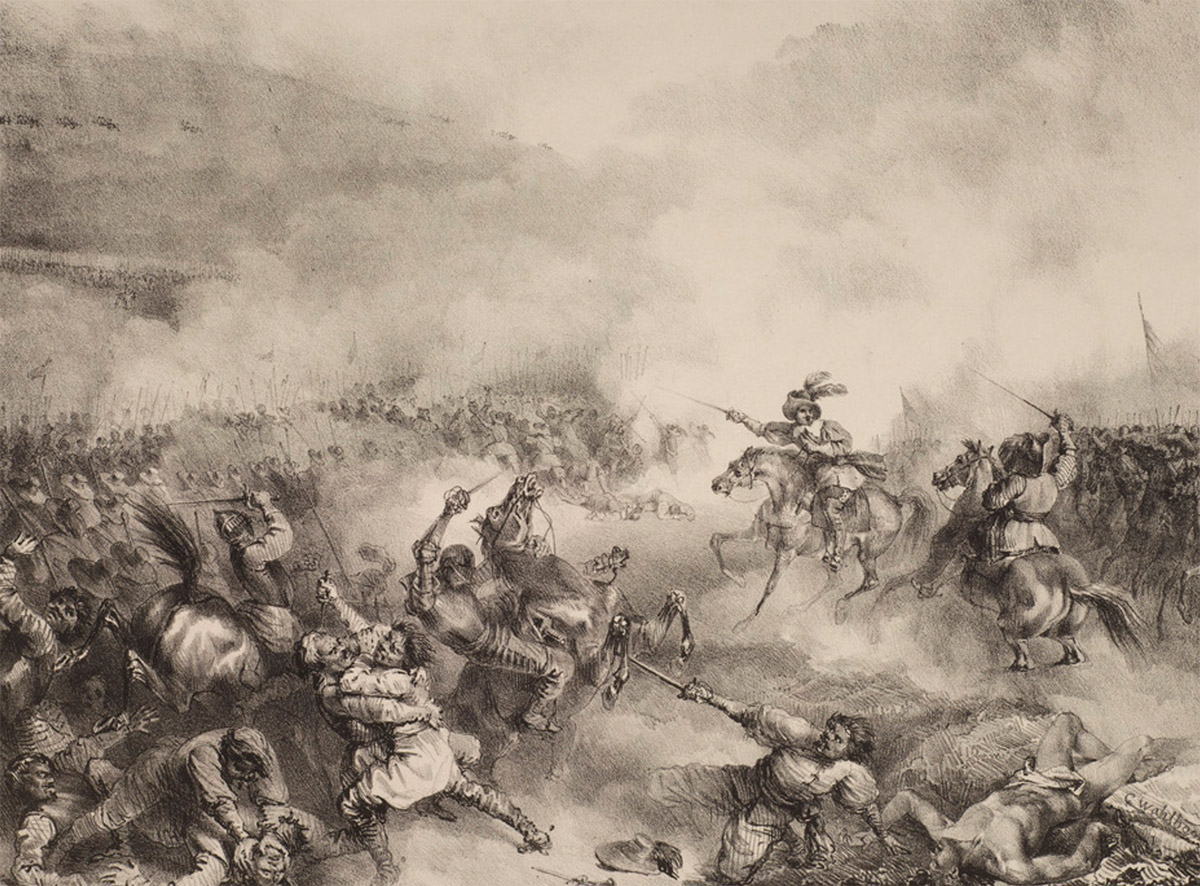 Gemälde einer Schlacht im Dreissigjährigen Krieg