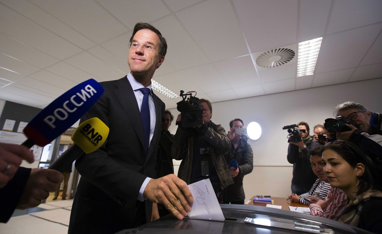 Dutch politician Mark Rutte casting a vote