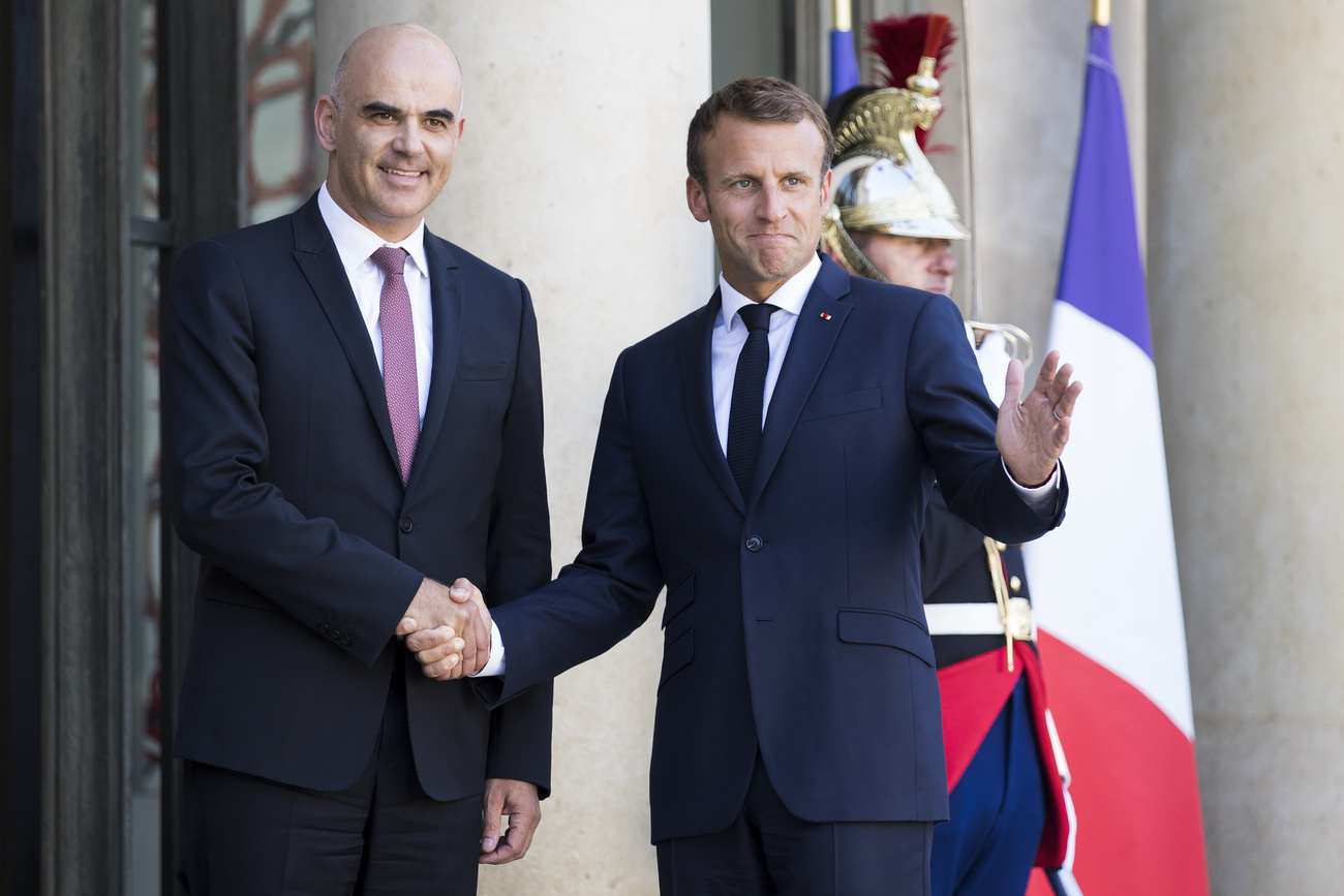 Le président français Emmanuel Macron et le conseiller fédéral Alain Berset