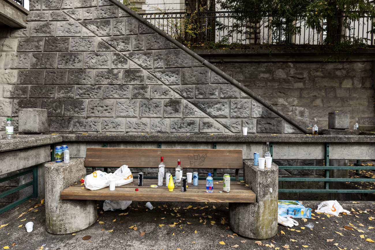 Littered bench