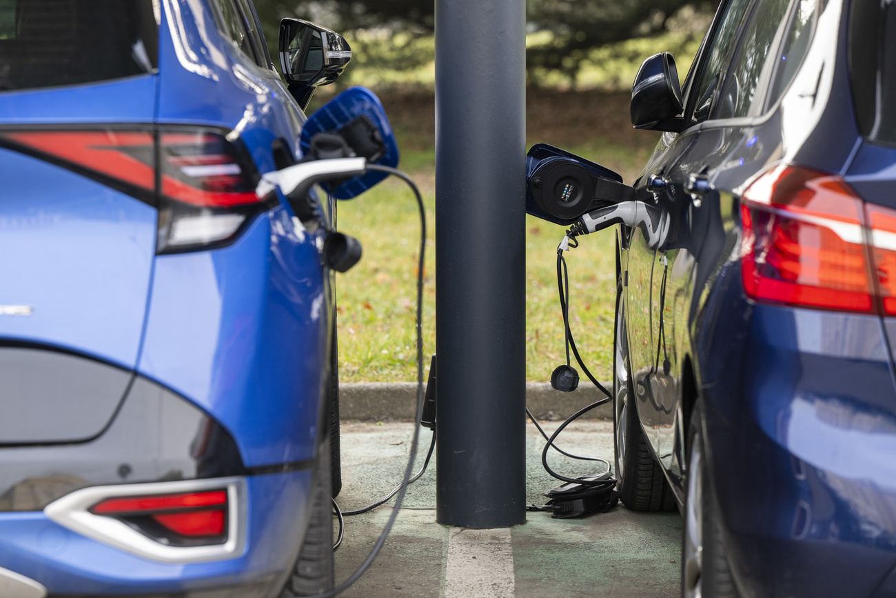 Electric cars charge up at the United Nations in Geneva.
