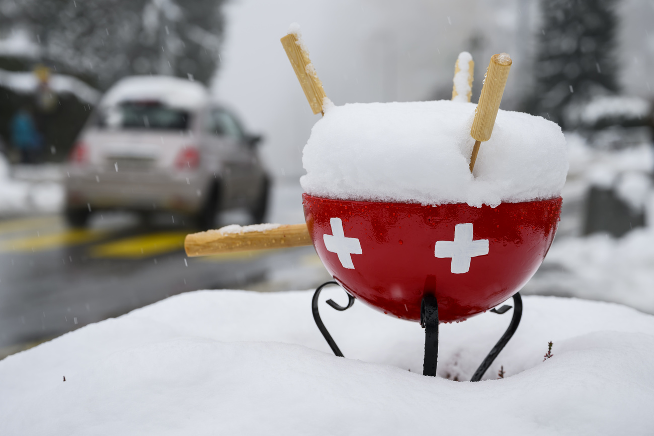Swiss fondue snow