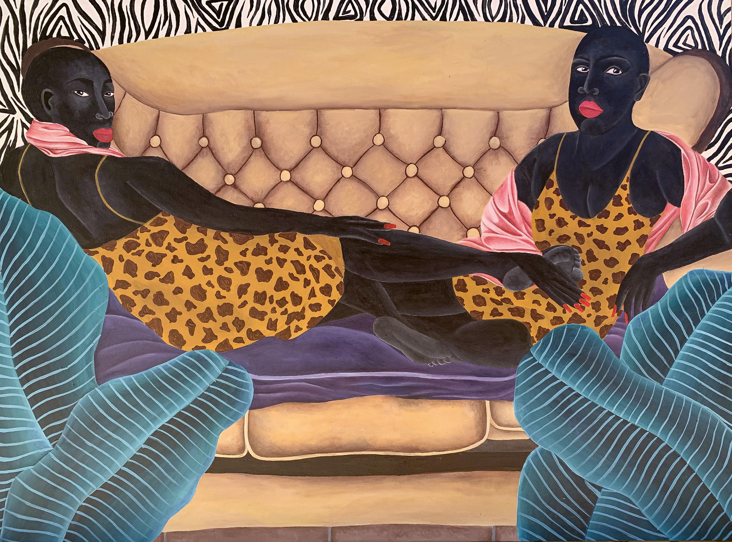 ザンディレ・シャバララ（南アフリカ）作「2人の横たわる女性」（2020年）。2024年5月25日～10月27日にバーゼル美術館で展示される