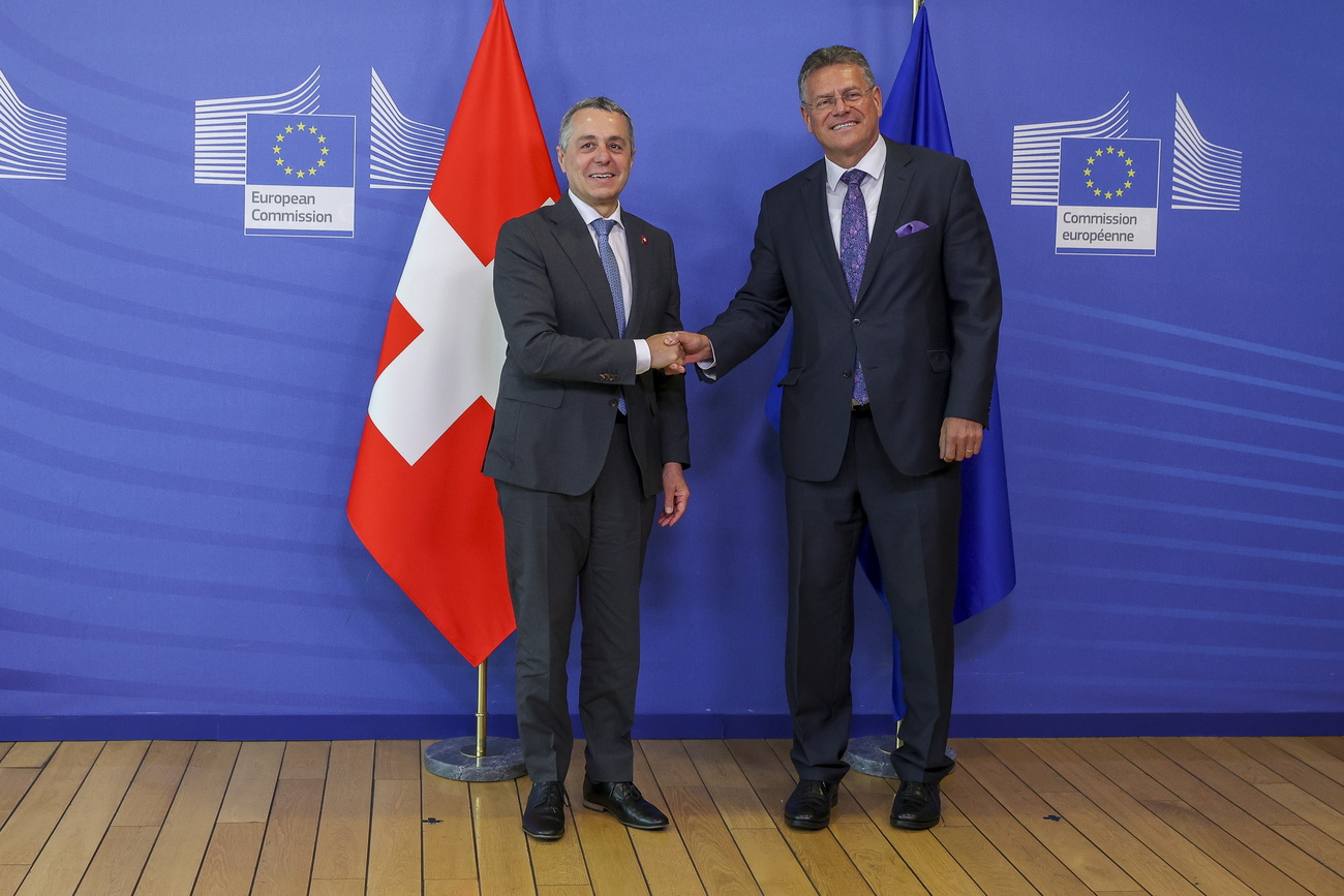 Ignazio Cassis e Maros Sefcovic in un incontro a Bruxelles del luglio 2023.