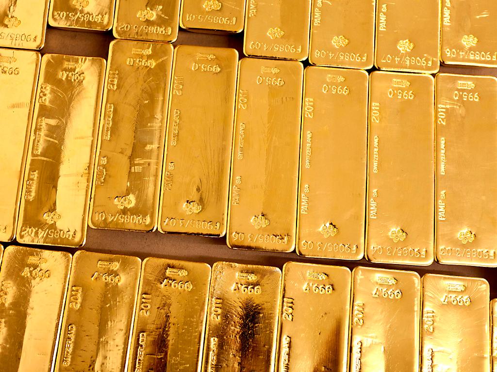 Glänzende Goldbarren
