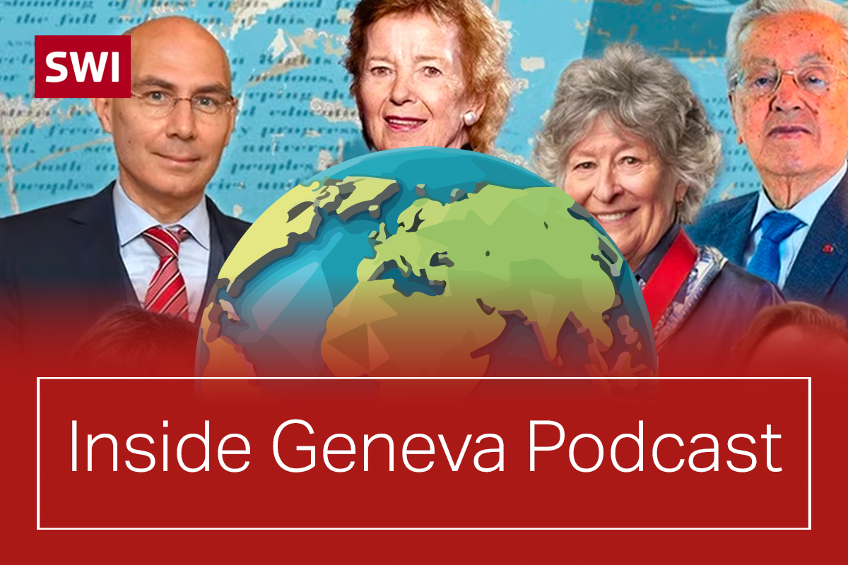 Picture of human rights commissioners over Inside Geneva Podcast logo