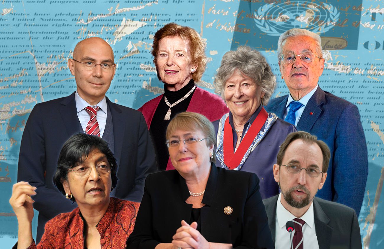 Die sieben lebenden UNO-Menschenrechtskommissarinnen und -kommissare