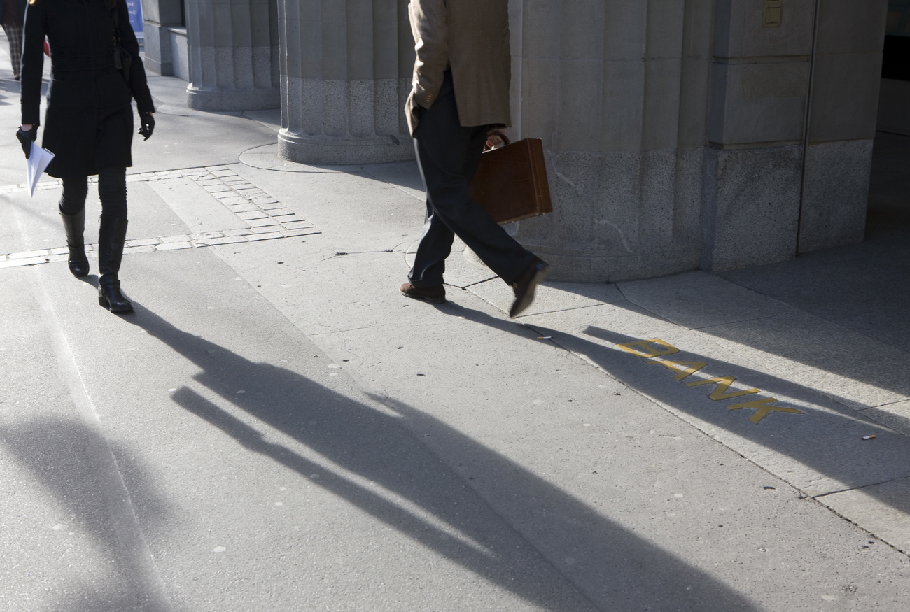 shadows in front of bank